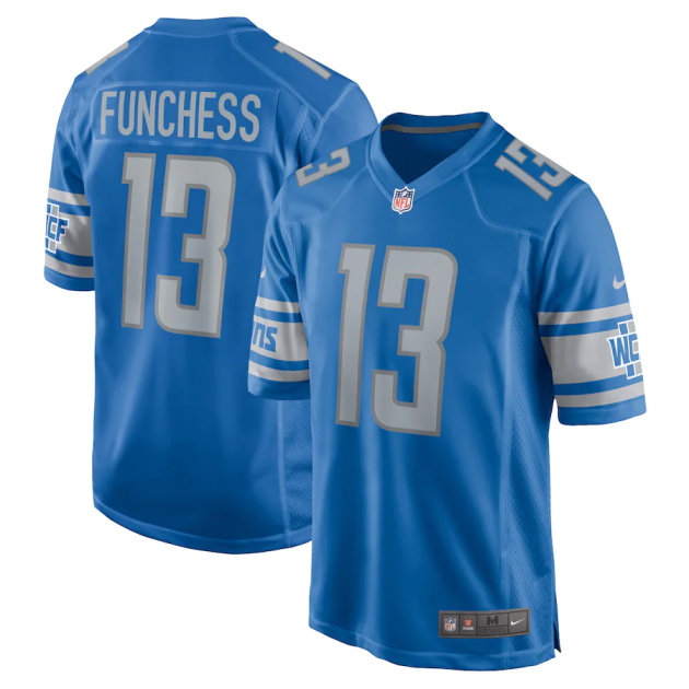 mens nike devin funchess blue detroit lions player game jersey